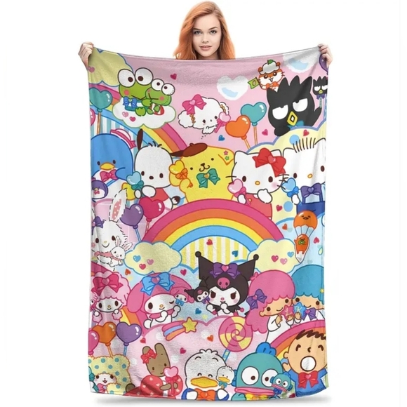 NEW! Colorful Sanrio Character Blanket 50*60 Inch - Picture 1 of 2